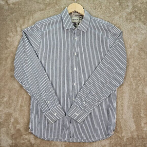 Ted Baker Archive Dress Shirt Blue White Striped Long Sleeve Men's Size 16.5 - Picture 2 of 10